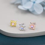Moonstone Starburst Stud Earrings in Sterling Silver, North Star Earrings with Moonstone, Silver, Gold and Rose Gold, Sunburst Earrings