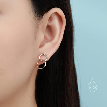 Sterling Silver Minimalist Geometric Circle Hoop Style Earrings, Dainty and Delicate, Geometry Modern Contemporary Design