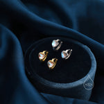 Moonstone Heart Huggie Hoop Earrings in Sterling Silver, Silver or Gold, Simulated Moonstone Heart Hoops, Heart Hoops