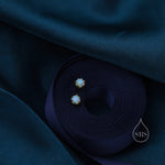Blue Opal Long Prong Stud Earrings in Sterling Silver, Silver or Gold, 4mm Opal Stone