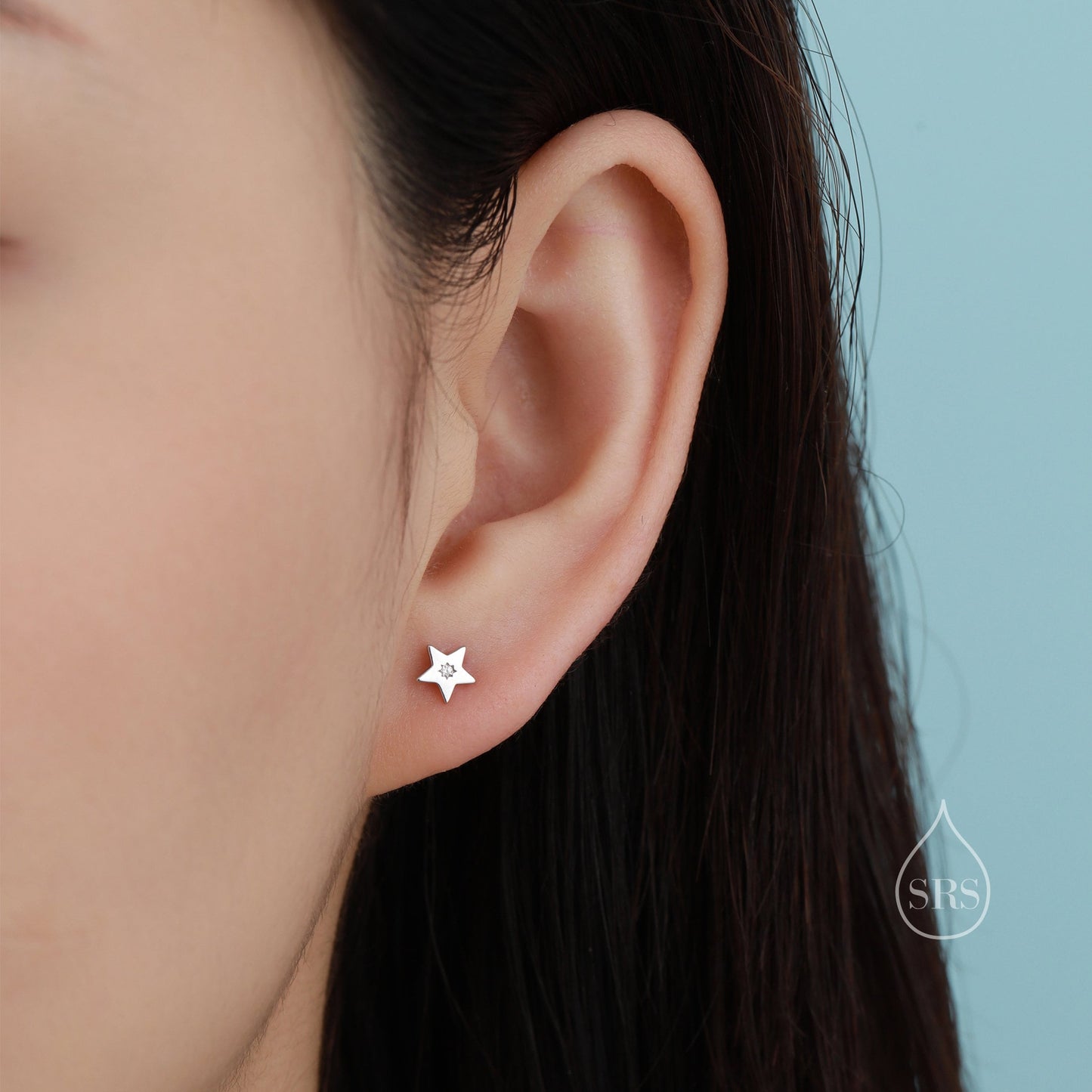 Tiny Moon and Star Mismatched Stud Earrings in Sterling Silver, Silver, Gold or Rose Gold, Small Star Earrings, Celestial Jewellery