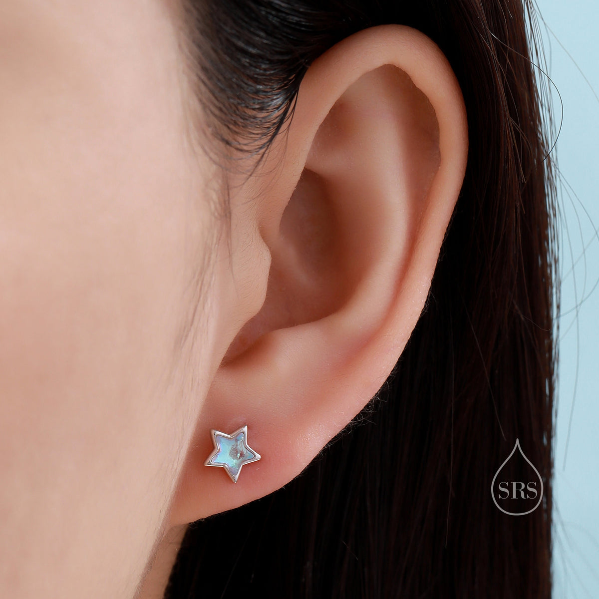 Moonstone Star Stud Earrings in Sterling Silver, Silver or Gold, Simulated Moonstone Star Hoops, Celestial Earrings, Star Earrings
