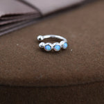 Blue Opal Ear Cuff in Sterling Silver, Silver or Gold, Simple Piercing Free Earrings, Minimalist Ear Cuff, Opal Ear Cuff