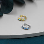 Blue Opal Ear Cuff in Sterling Silver, Silver or Gold, Simple Piercing Free Earrings, Minimalist Ear Cuff, Opal Ear Cuff