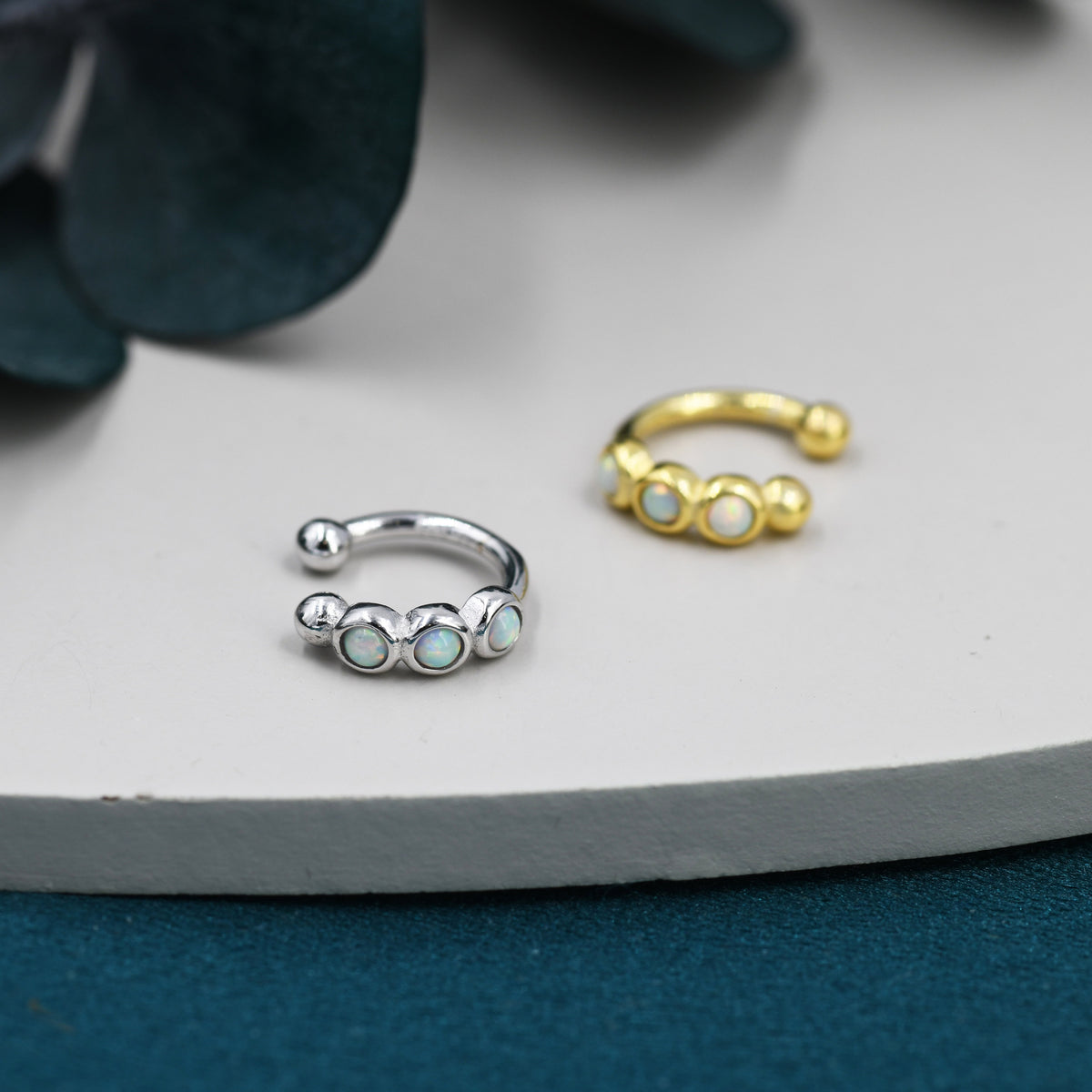 White Opal Ear Cuffs