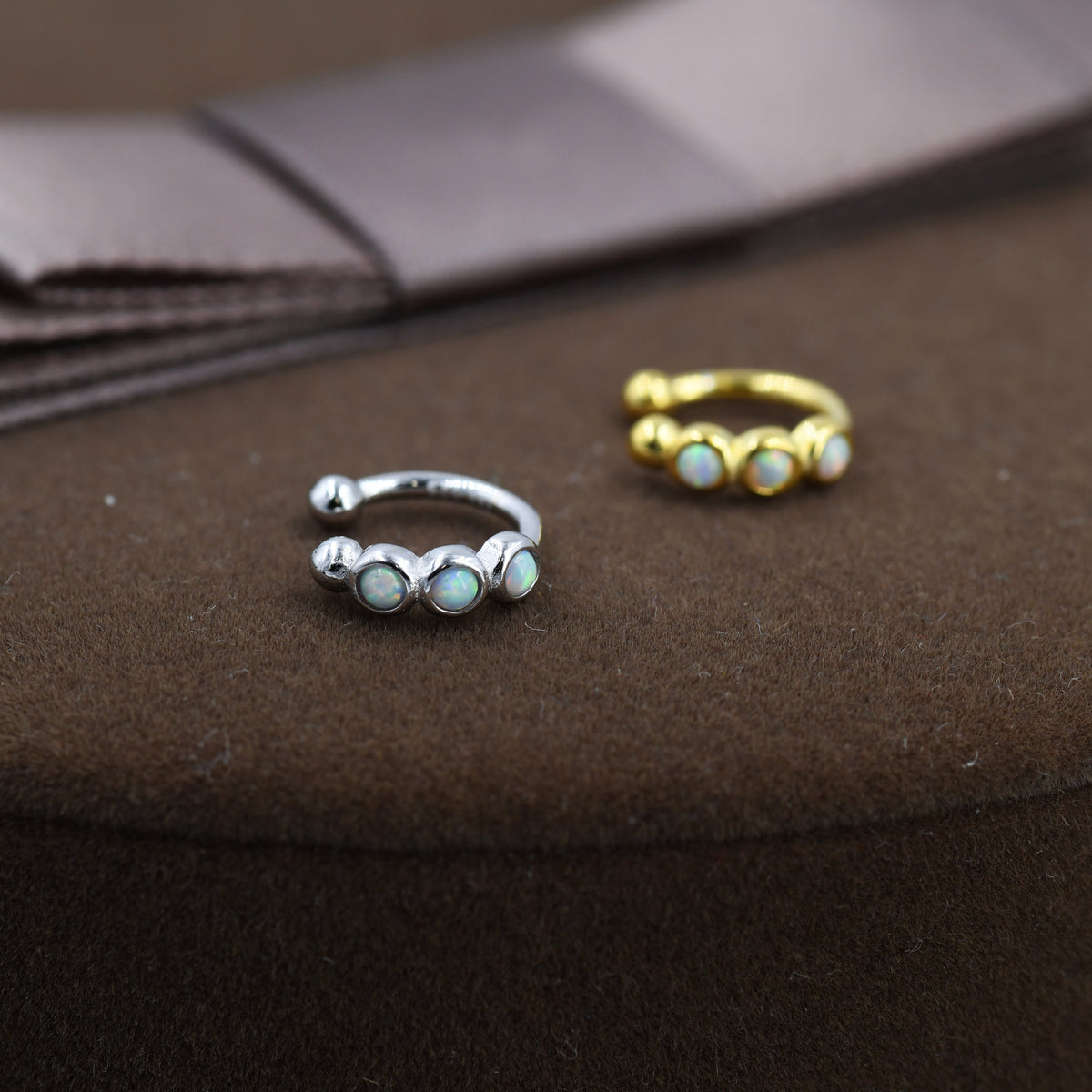 White Opal Ear Cuffs