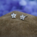 Tiny Flower CZ Stud Earrings in Sterling Silver, Forget Me Not Floral CZ Earrings, Silver, Gold and Rose Gold, Flower CZ Earrings
