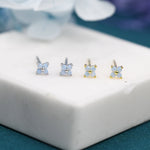 Extra Tiny Hydrangea Flower CZ Stud Earrings in Sterling Silver, Silver or Gold, Hydrangea Earrings, Flower Stud