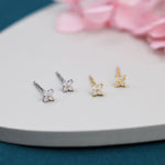 Extra Tiny Hydrangea Flower CZ Stud Earrings in Sterling Silver, Silver or Gold, Hydrangea Earrings, Flower Stud