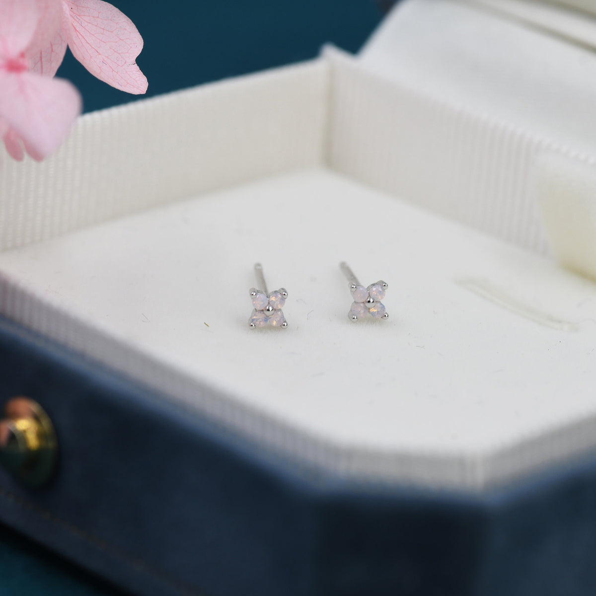 Extra Tiny Hydrangea Flower CZ Stud Earrings in Sterling Silver, Silver or Gold, Hydrangea Earrings, Flower Stud