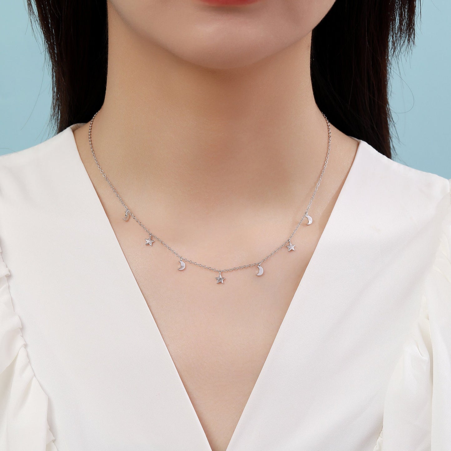 Crescent Moon and Star Charm Necklace in Sterling Silver, Silver or Gold, Star and Moon Necklace, Star Moon Pendant, New Moon Necklace