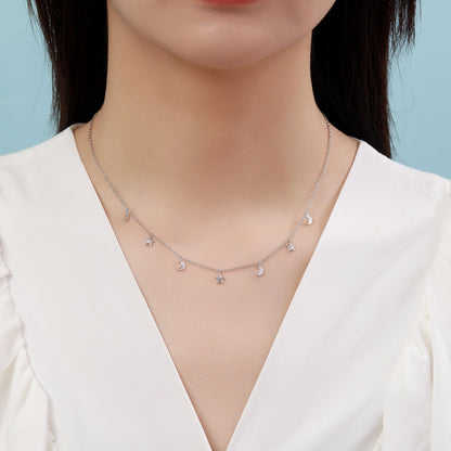 Crescent Moon and Star Charm Necklace in Sterling Silver, Silver or Gold, Star and Moon Necklace, Star Moon Pendant, New Moon Necklace