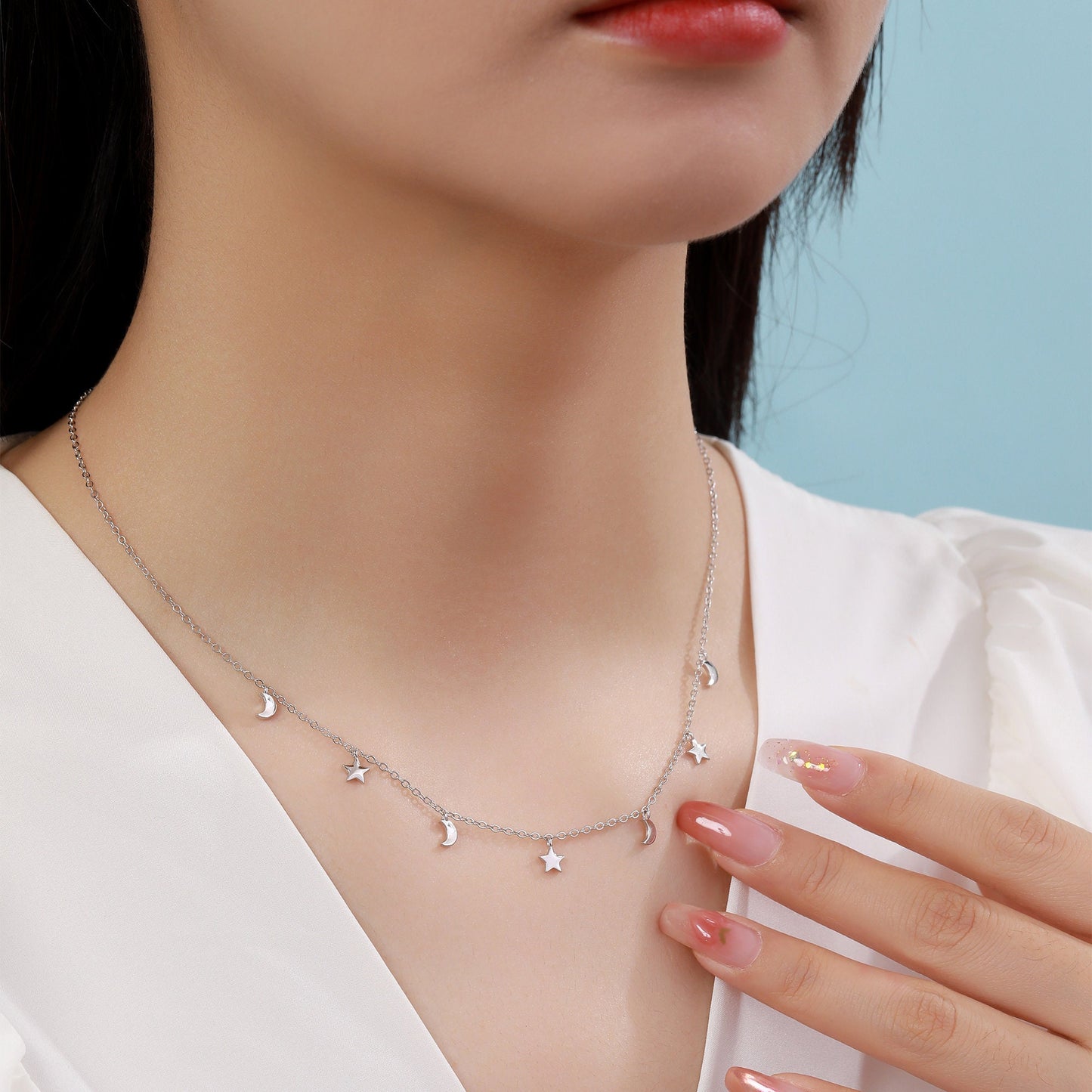 Crescent Moon and Star Charm Necklace in Sterling Silver, Silver or Gold, Star and Moon Necklace, Star Moon Pendant, New Moon Necklace