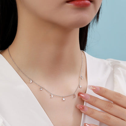 Crescent Moon and Star Charm Necklace in Sterling Silver, Silver or Gold, Star and Moon Necklace, Star Moon Pendant, New Moon Necklace