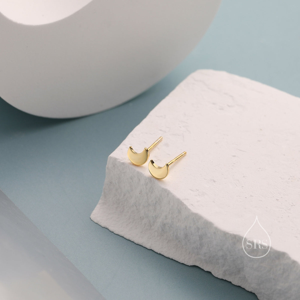 Tiny Little Moon Stud Earrings in Sterling Silver, Silver, Gold or Rose Gold, New Moon Earrings, Small Moon Stud, Moon Earrings