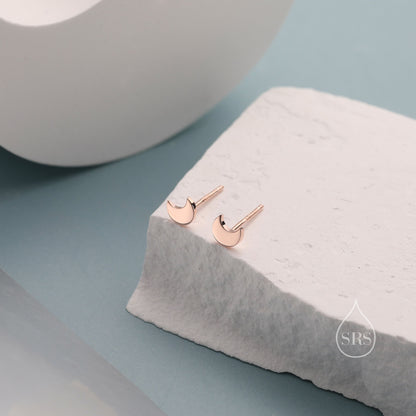 Tiny Little Moon Stud Earrings in Sterling Silver, Silver, Gold or Rose Gold,  New Moon Earrings, Small Moon Stud, Moon Earrings