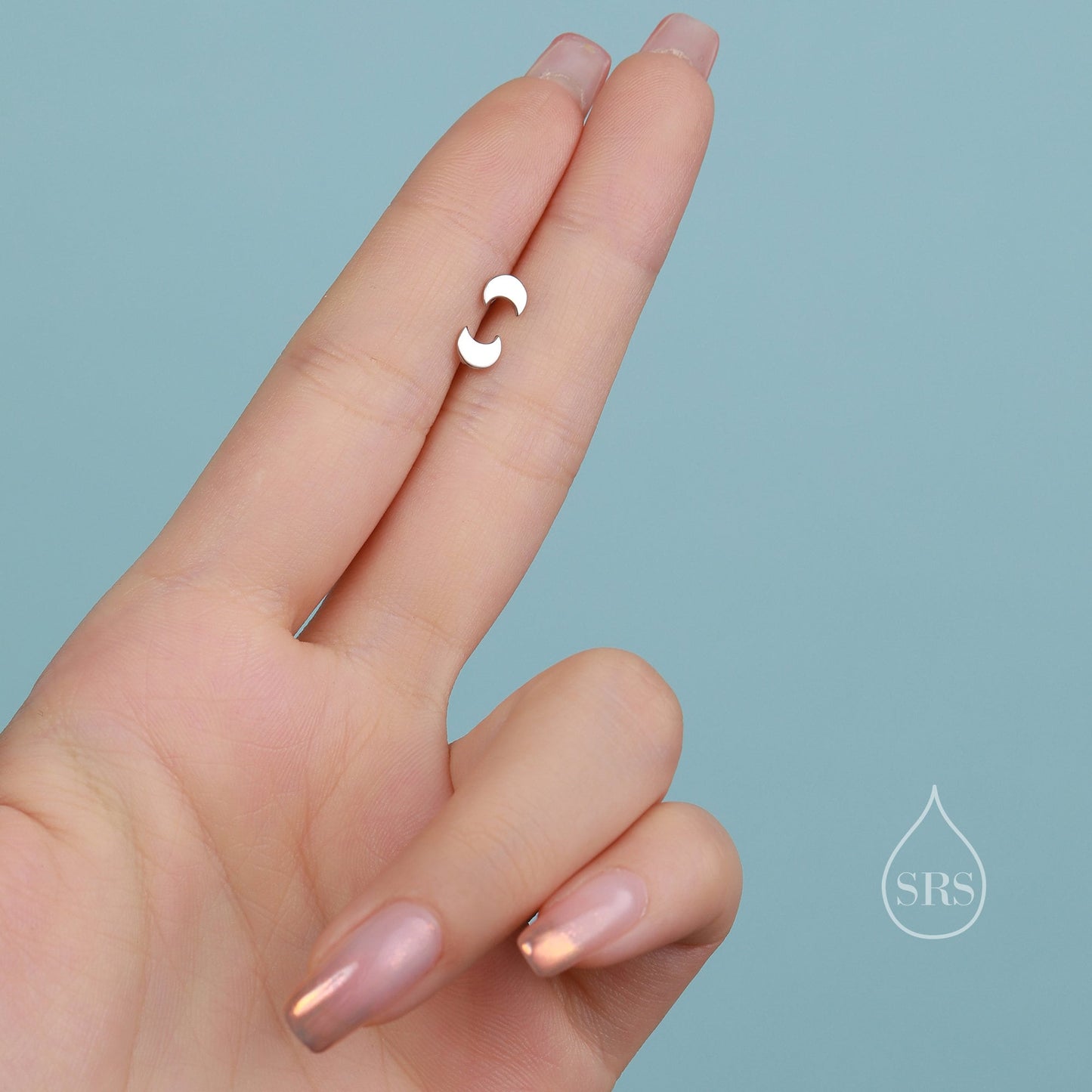 Tiny Little Moon Stud Earrings in Sterling Silver, Silver, Gold or Rose Gold,  New Moon Earrings, Small Moon Stud, Moon Earrings