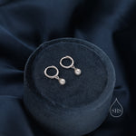 Tiny Mother of Pearl Huggie Hoop Earrings in Sterling Silver, Simple Pearl Dangle Earrings, Gold and Silver