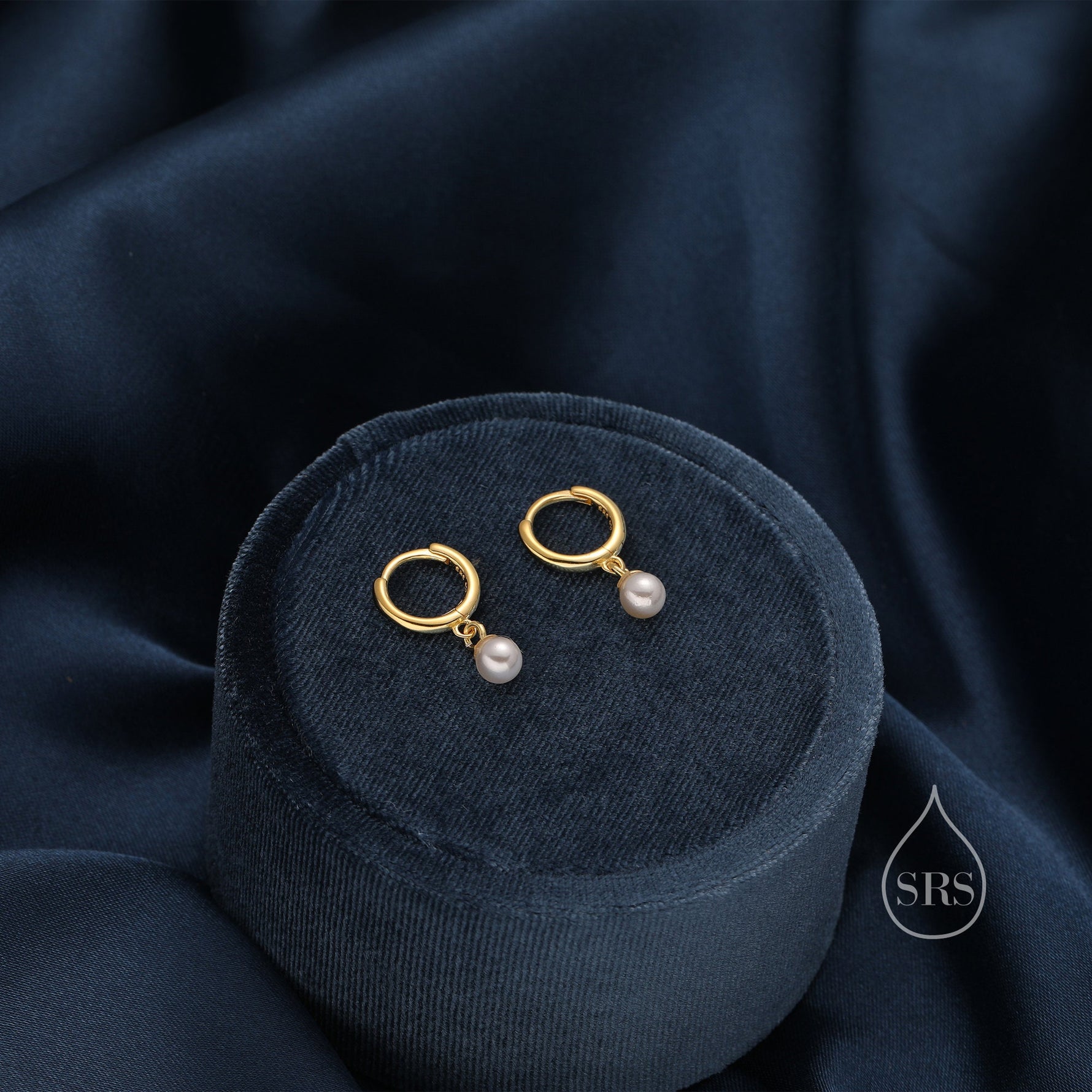 Tiny Mother of Pearl Huggie Hoop Earrings in Sterling Silver, Simple Pearl Dangle Earrings, Gold and Silver