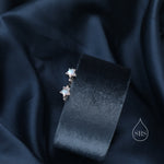 Moonstone Star Huggie Hoop Earrings in Sterling Silver, Silver or Gold, Simulated Moonstone Star Hoops, Celestial Earrings, Star Earrings