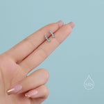 Tiny Little Opal Curved Bar Stud Earrings in Sterling Silver, Silver or Gold, Blue Opal or White Opal, Opal Bar Earrings