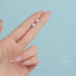 Tiny Little Opal Sun Stud Earrings in Sterling Silver, Silver or Gold, Sun Burst Earrings with Lab Opal, Opal Sunburst Earrings