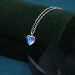 Heart Moonstone Pendant Necklace in Sterling Silver, Moonstone Necklace, Heart Shape Moonstone Necklace, Aurora Crystal, AB Crystal
