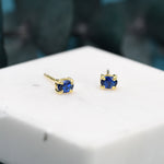 Sapphire Blue Oval CZ Stud Earrings in Sterling Silver, Silver or Gold, Oval Cut Crystal Earrings, September Birthstone