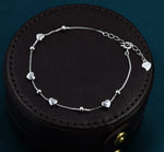 Heart Charm Bracelet in Sterling Silver, Floating Heart Bracelet, Silver Heart Bracelet, Tiny Heart Bracelet, Heart Motif Bracelet