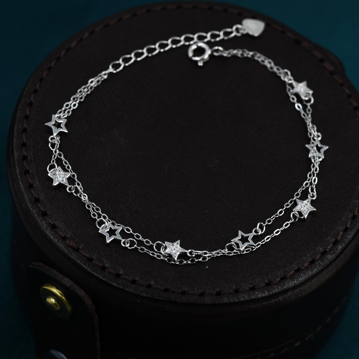 Double Layer Star Bracelet in Sterling Silver, Floating Star Bracelet, Silver Star Bracelet, Tiny Star Bracelet