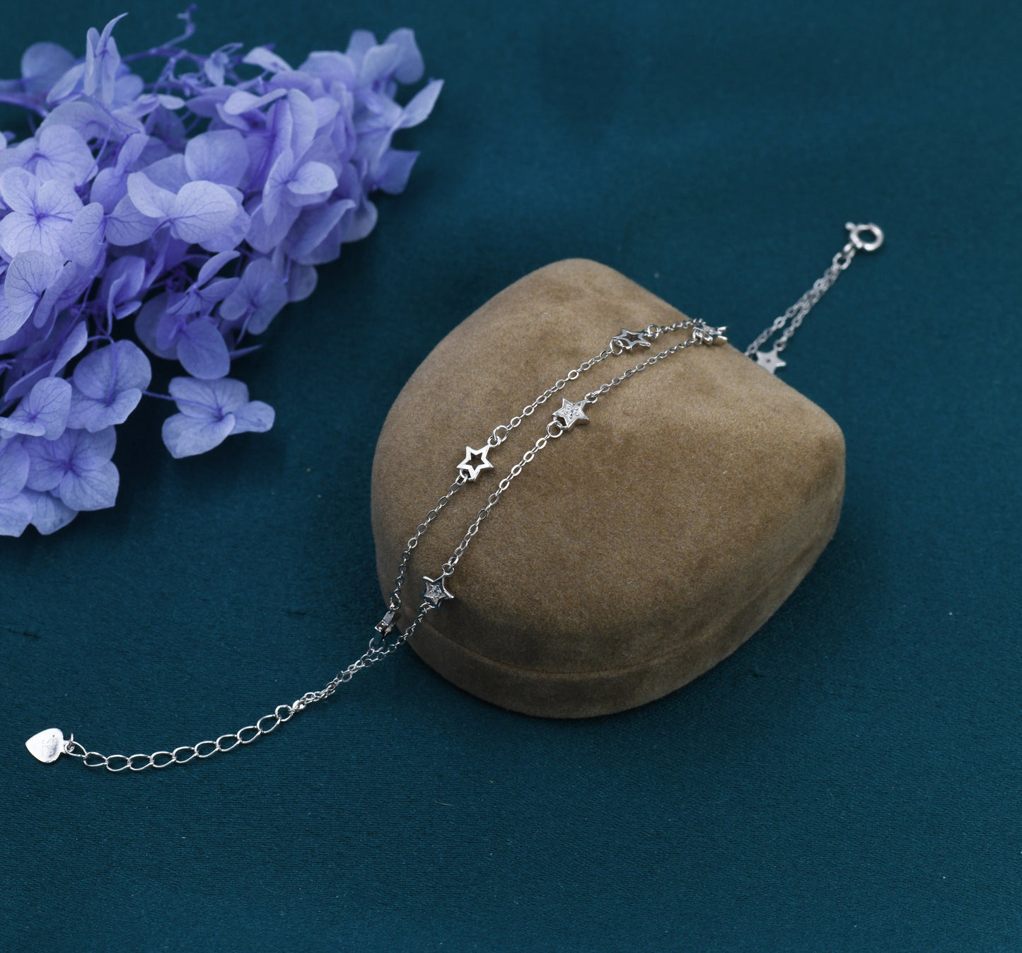 Double Layer Star Bracelet in Sterling Silver, Floating Star Bracelet, Silver Star Bracelet, Tiny Star Bracelet