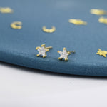 CZ Star Stud Earrings in Sterling Silver, Silver or Gold, Tiny Star Earrings, Solid Silver Small Crystal Star Earrings