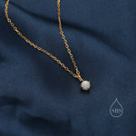 Very Small White Opal Pendant Necklace in Sterling Silver, Silver or Gold, 5mm Lab Opal Necklace, Single Opal Necklace