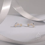 Daisy Chain Stud Earrings in Sterling Silver, Three Daisy Flower Earrings, Triple Flower Cluster Earrings