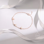 Chasing Butterfly Floating Bracelet in Sterling Silver, Silver or Gold or Rose gold, Satellite Crystal Bracelet, Solid Silver Bracelet