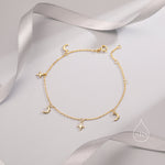 Sterling Silver Moon and Star Bracelet, Silver or Gold or Rose gold, Moon and Star Charm Bracelet, Celestial Jewellery