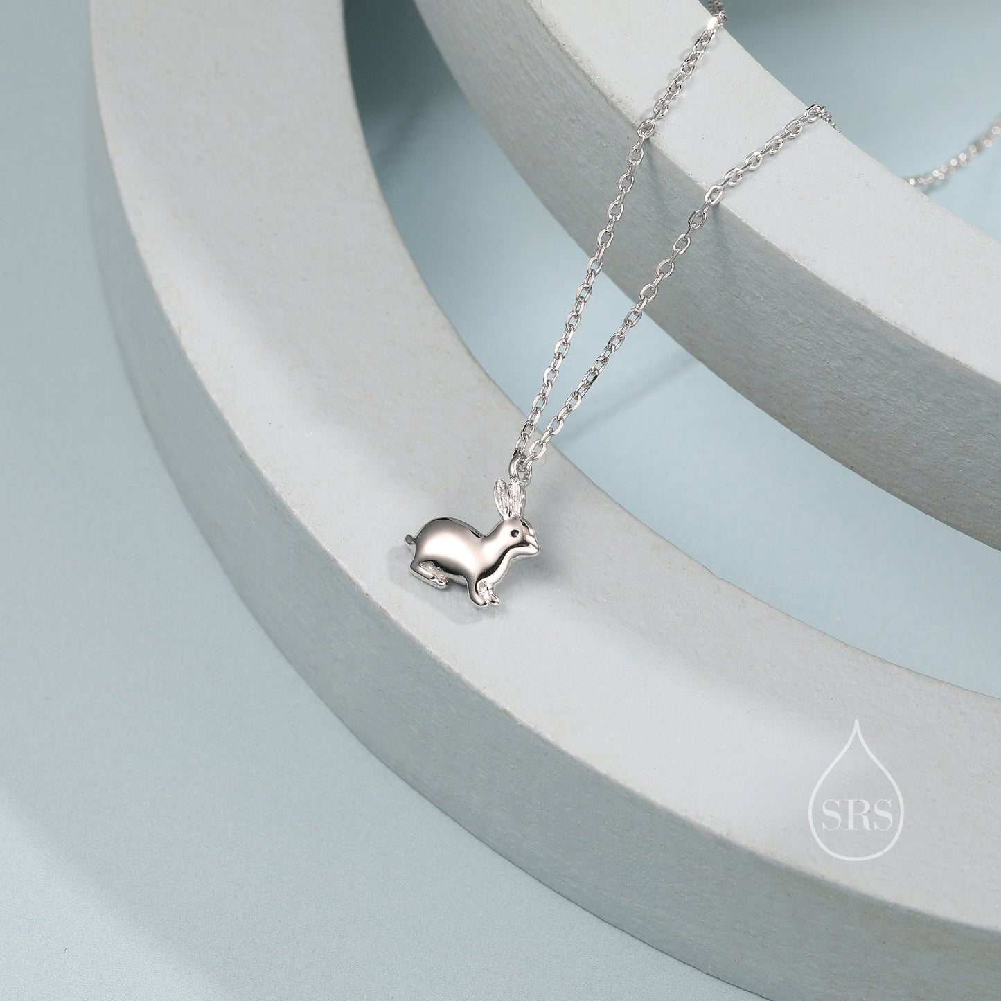 Tiny Little Rabbit Pendant Necklace in Sterling Silver, Silver Rabbit Necklace, Silver Hare Necklace