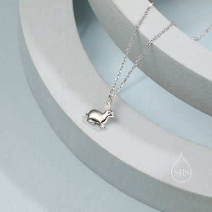 Tiny Little Rabbit Pendant Necklace in Sterling Silver, Silver Rabbit Necklace, Silver Hare Necklace