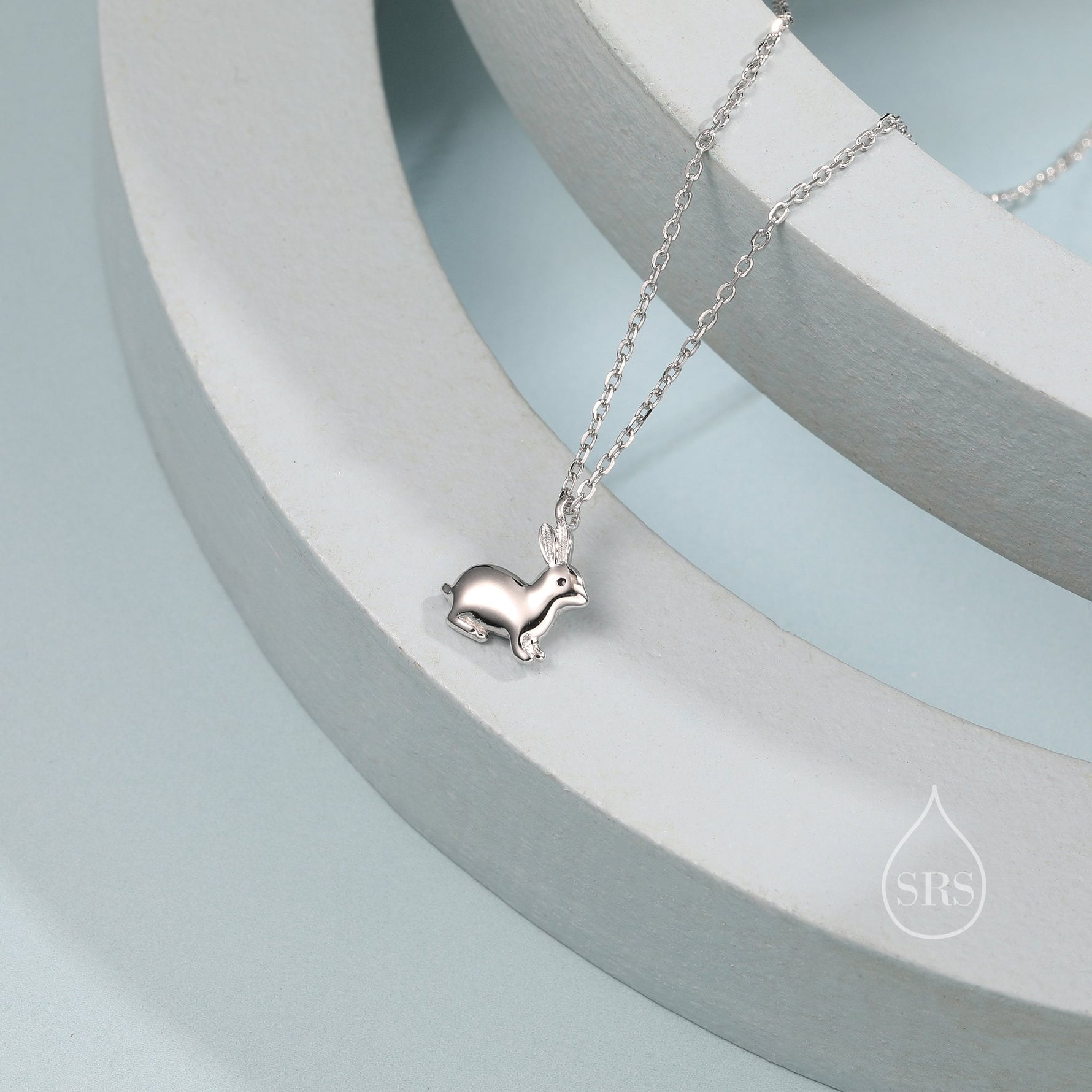 Tiny Little Rabbit Pendant Necklace in Sterling Silver, Silver Rabbit Necklace, Silver Hare Necklace