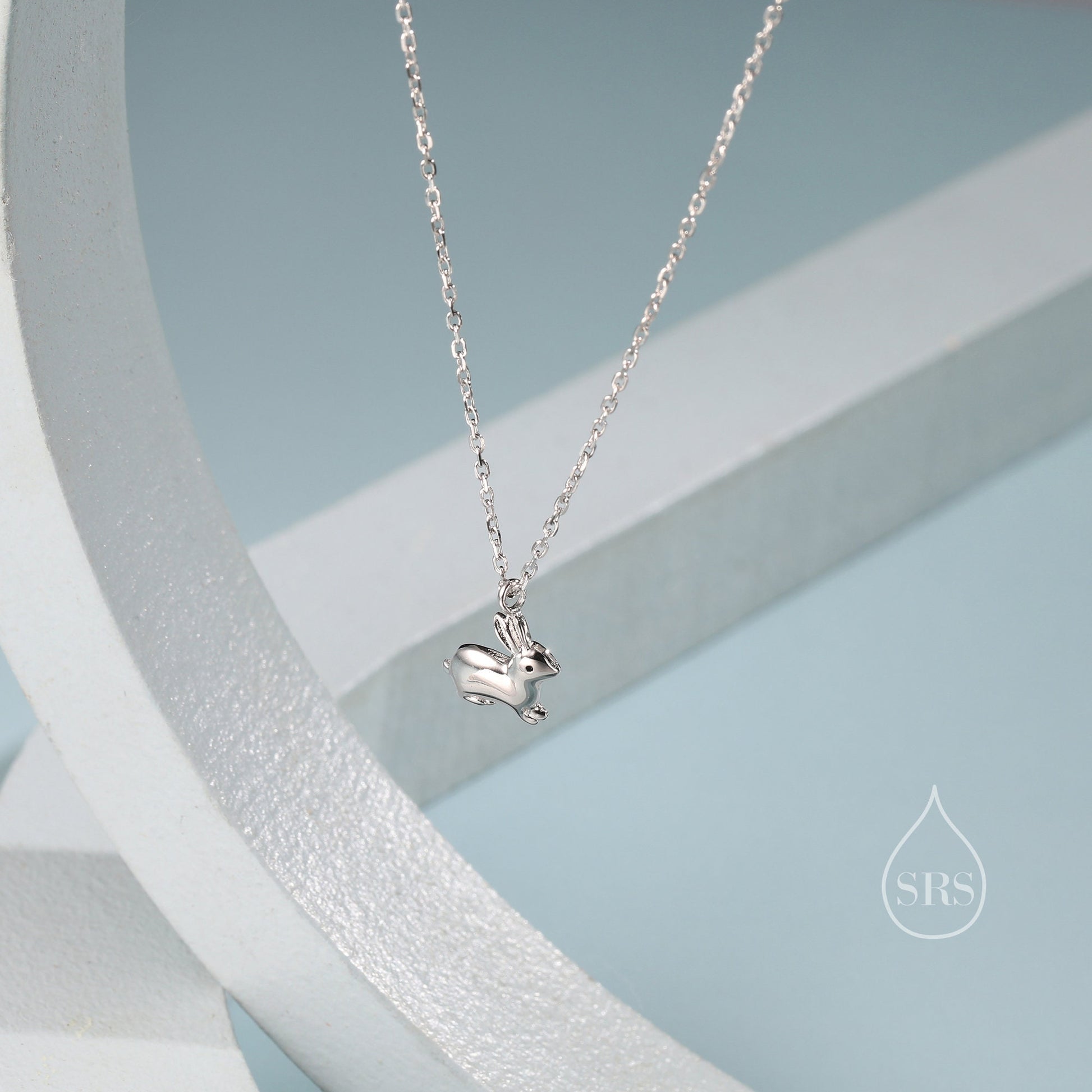 Tiny Little Rabbit Pendant Necklace in Sterling Silver, Silver Rabbit Necklace, Silver Hare Necklace