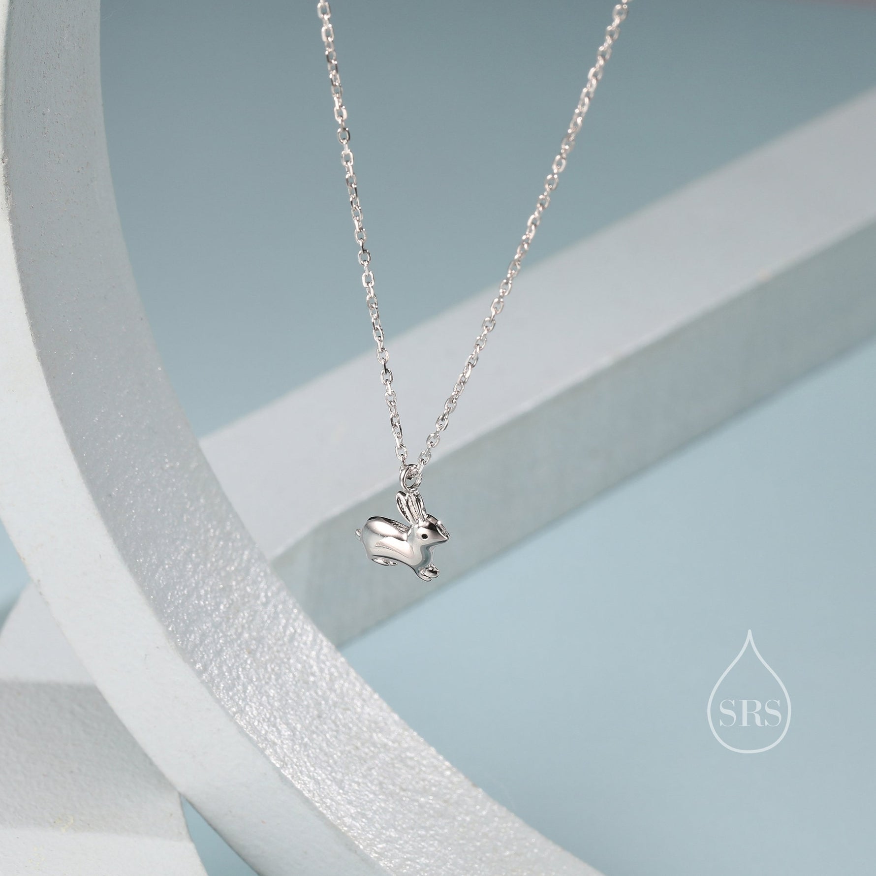Tiny Little Rabbit Pendant Necklace in Sterling Silver, Silver Rabbit Necklace, Silver Hare Necklace