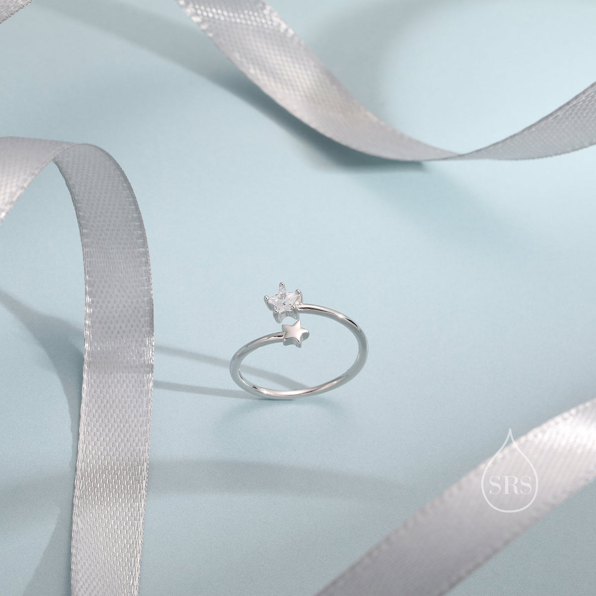 CZ Double Star Open Ring
