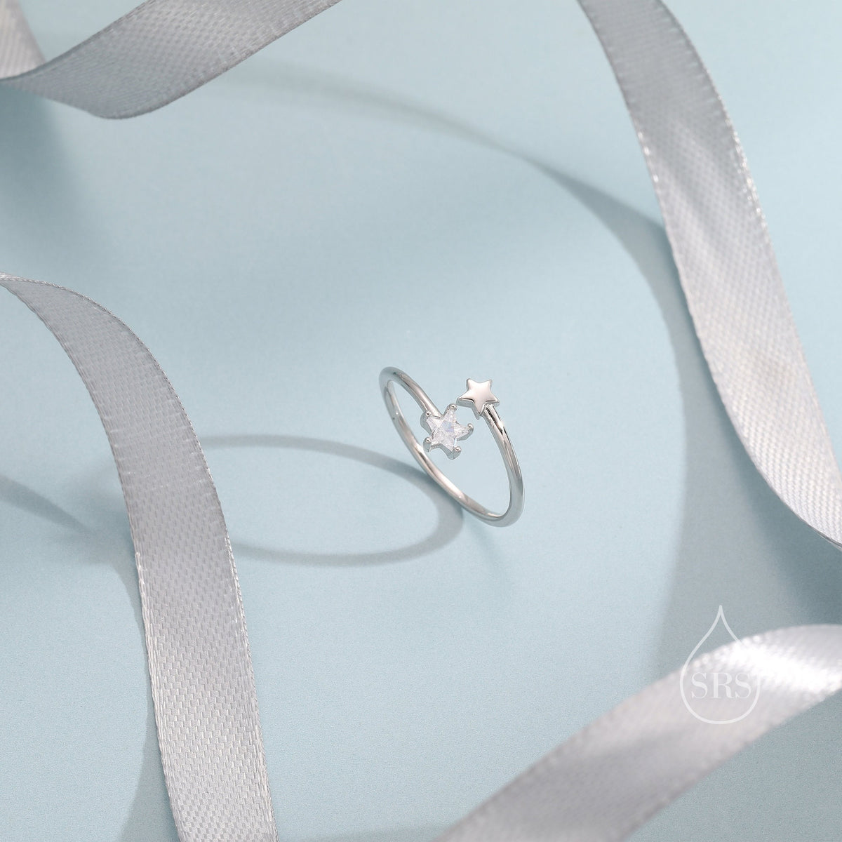 CZ Double Star Open Ring