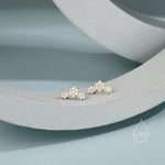 Tiny Flower Bouquet 18G Screw Back Earrings in Sterling Silver