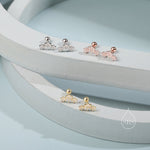 Tiny Flower Bouquet 18G Screw Back Earrings in Sterling Silver