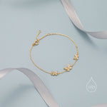 CZ Butterfly Floating Bracelet in Sterling Silver, Silver or Gold or Rose gold, Satellite Crystal Bracelet, Solid Silver Bracelet