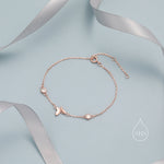CZ Crystal and Butterfly Floating Bracelet in Sterling Silver, Silver or Gold or Rose gold, Satellite Bracelet, Solid Silver Bracelet