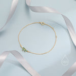 Green CZ Olive Leaf Motif Bracelet