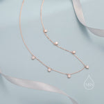 CZ Dangle Necklace in Sterling Silver, Silver or Gold or Rose Gold, Satellite Crystal Necklace, Solid Silver Motif Necklace
