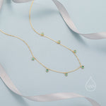 Emerald Green CZ Dangle Necklace in Sterling Silver, Silver or Gold or Rose Gold, Satellite Crystal Necklace, Solid Silver Motif Necklace